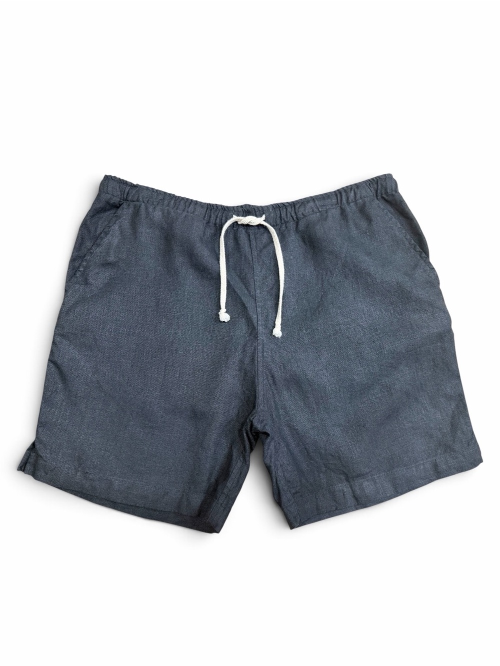 Alex Crane XL Bo Linen Shorts Navy Blue Drawstring Sustainable Resortwear